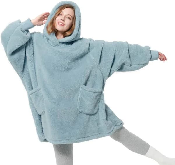 Bedsure Wearable Blanket Hoodie Gifts For Women - Cozy Sherpa Hoodie Blanket For Adult Men, Warm Hooded Blanket Sweatshirt Bedsure Color: Light Green
