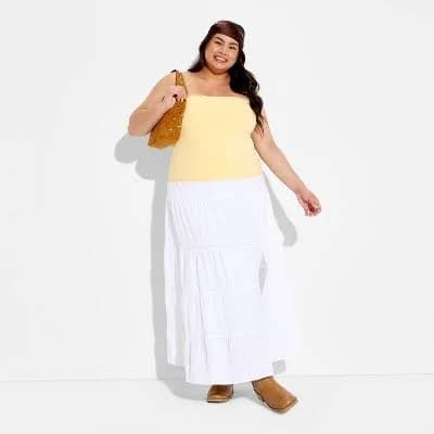 Wild Fable Women's Lace Inset Tiered Maxi Skirt