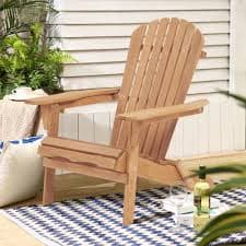 Forclover Patio Solid Wood Adirondack Chair Set of 2 Stackable Light Brown Wood Frame Stationary Adirondack Chair with Solid Seat HYFAS09CF2 at Lowes.com
