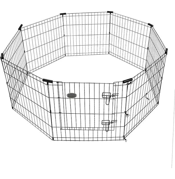 KennelMaster 30 in. H. x 24 in. W. Black Steel 8-Panel Exercise Pen