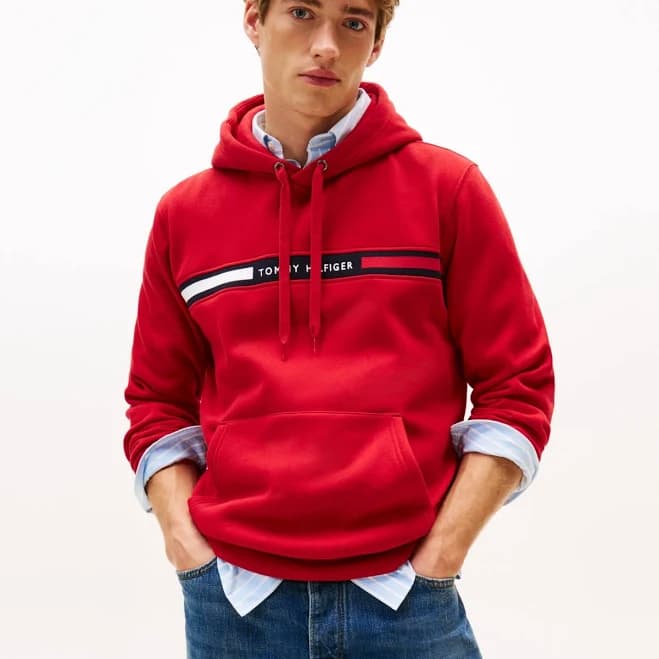 Tommy Hilfiger Men's Chest Logo Fleece Hoodie