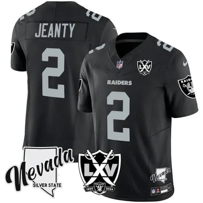 Asthon Jeanty Jersey #2 Raiders 2025 Vapor Limited 65th Anniversary Black