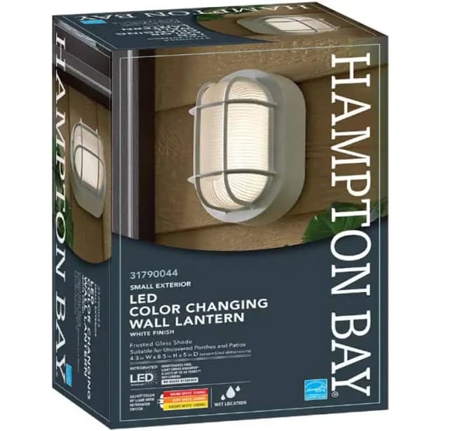 Hampton Bay 8.5 in. Oval White LED Outdoor Wall Ceiling Bulkhead Light