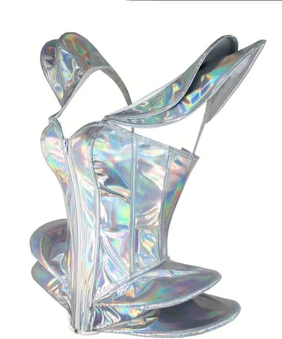 Cyberpunk Silvery Shiny PU Bodysuit