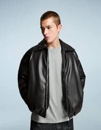 Leather effect puffer jacket - Outerwear - Men | Bershka