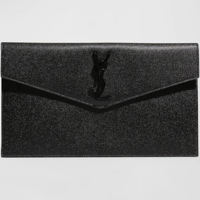 Saint Laurent Women's Uptown Ysl Pouch In Grained Leather