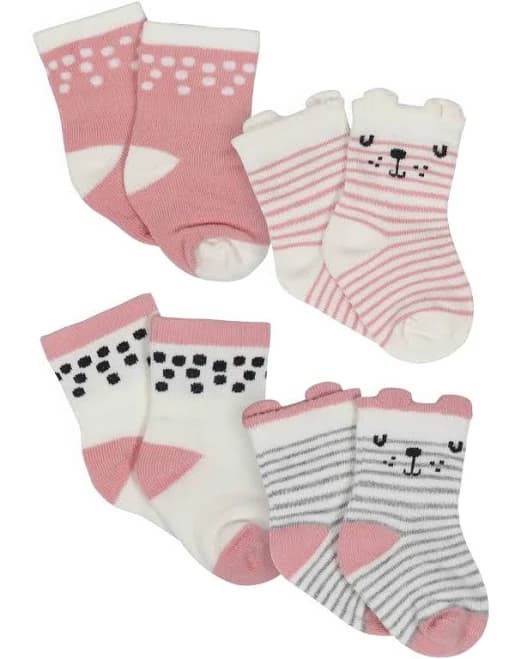 Gerber Organic Baby Girls Cotton Terry White Wiggle Proof Socks
