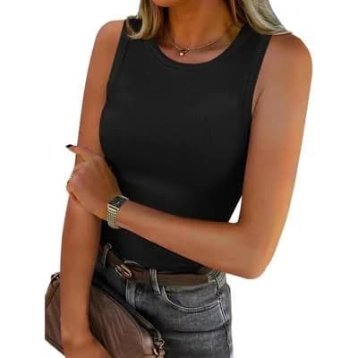 Imily Bela Women's Ribbed Deep Scoop Neck Tank Top
