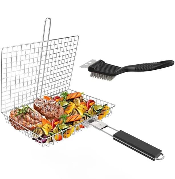 Primehome Heavy Duty 304-Stainless Steel Grill Basket