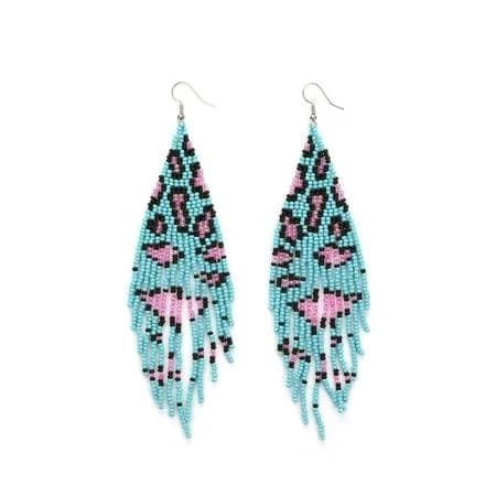 Native Seed Beads Earrings for Women,Boho Ethnic Fringe Dangle Drop Earrings,Colorful Bohemian Handmade Long Beaded Tassel Earrings,Multi-color Funky