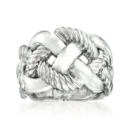 Italian Sterling Silver Wide Braided Ring