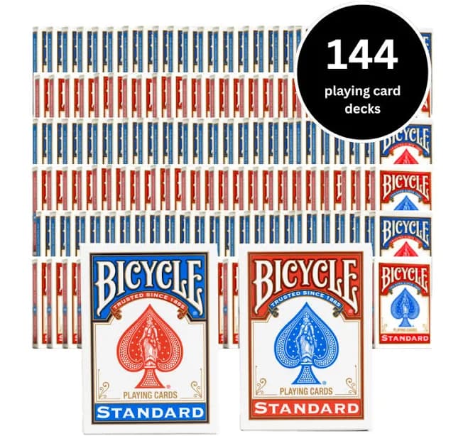 Bicycle Standard 808 Playing Cards, Red and Blue mix, 144 Count