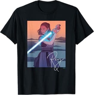 Illustrated Rey with Lightsaber T-Shirt