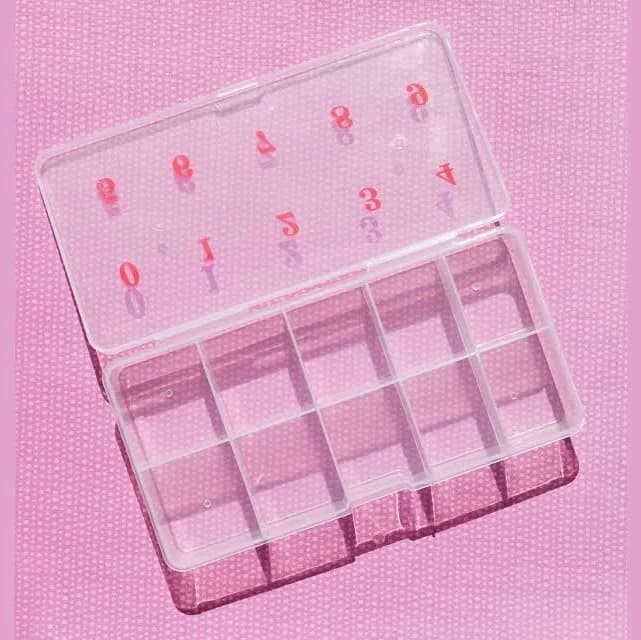 10 Grids Plastic Container Box for 500 Pcs Nail Tips Press On Nails Charms Trims Box with