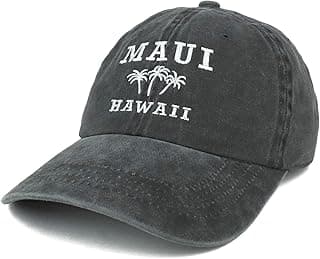 Maui Hawaii with Palm Tree Embroidered Unstructured Baseball Cap