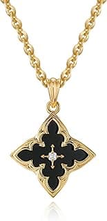Gold Clover Necklace for Women Dainty 14K Gold Plated CZ Pendant Necklace Adjustable Chain Choker Charm Colorful Clover Pendant Lucky Necklaces for Women Jewelry