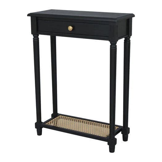 World Market Lavinia Small Wood and Cane Console Table with Drawer
