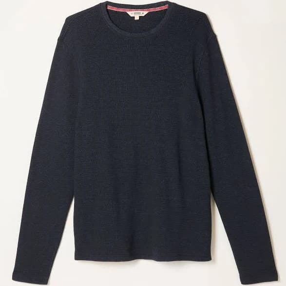 FatFace Men's Textured Long Sleeve Crew Tshirt