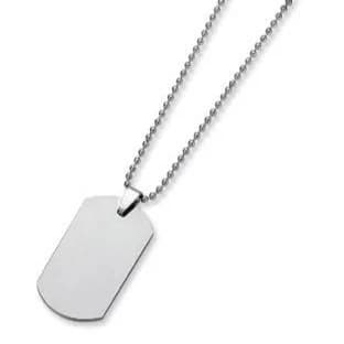 Men's Tungsten Carbide Dog Tag Pendant Necklace, 22 inch
