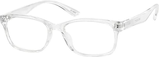 Zenni Rectangle Glasses Universal Bridge Fit Clear Plastic Full Rim Frame, Lightweight, Custom Engraving, Blokz Blue Light Glasses, 2018923