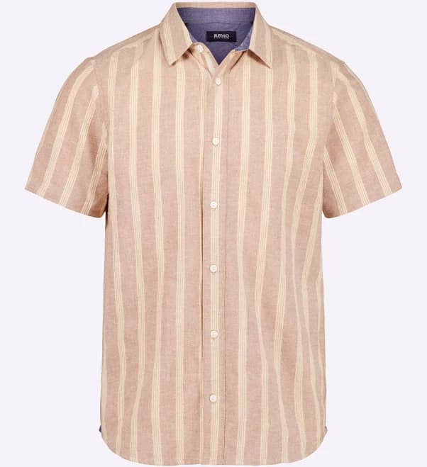 Sagrino Men's Striped Short-Sleeve Button-Up Fitted Shirt