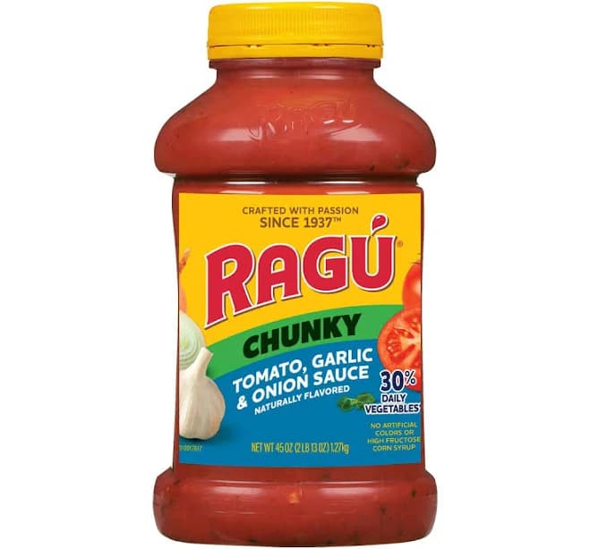 Ragu Chunky Pasta Sauce Tomato Garlic Onion