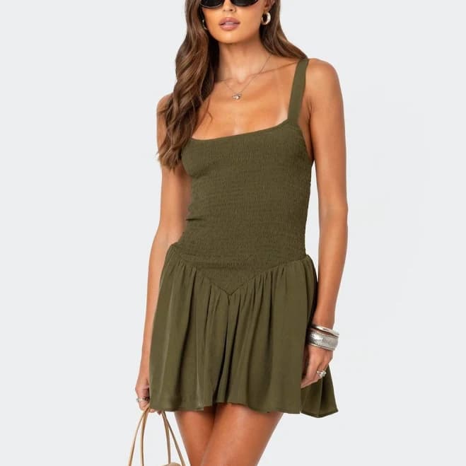 Edikted Women's Drop Waist Smocked Mini Dress