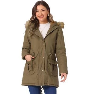 Inspire Chic Women's Windproof Faux Fur Parka