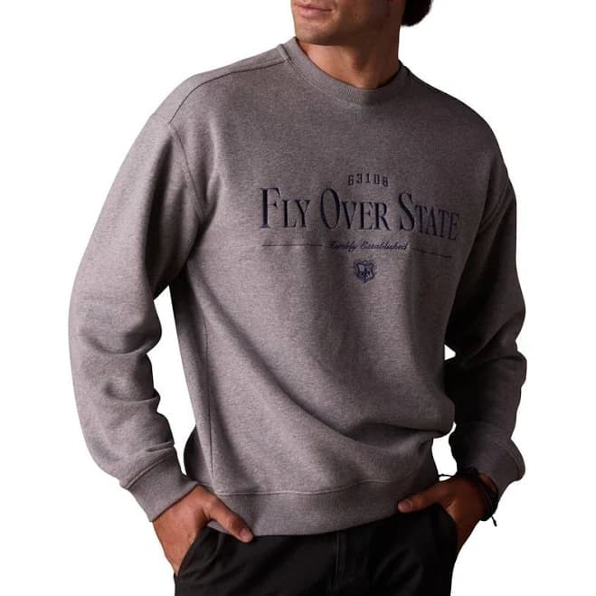The Normal Brand Men's Oversize Fly Over State Embroidered Fleece Sweatshirt