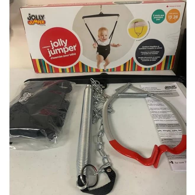 Iconic (Black), Doorway Baby Jumper, Indoor Exercise Saddle Seat, Adjustable Height, for Infants up to 28lbs, No Stand Required