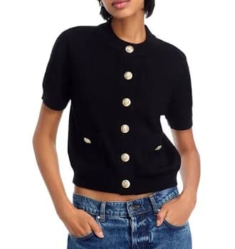 AQUA Women's Short Sleeve Cardigan