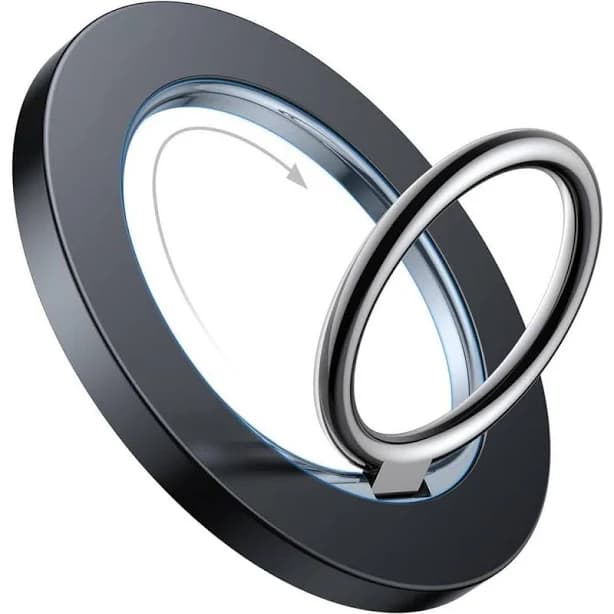 OBJLGEV Magnetic Phone Ring Holder Flexible 360° Rotation Magnet Grip Stand Fit for iPhone 16 15 14 13 12 Series Misty Black