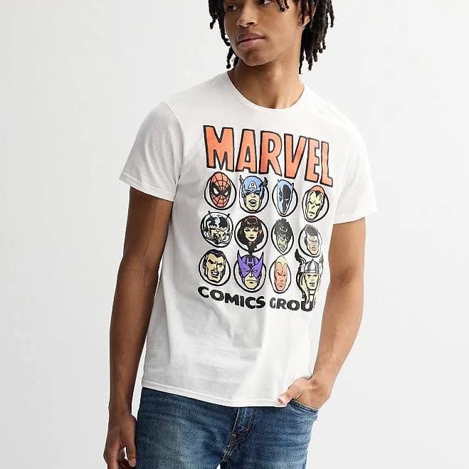 Marvel Men's Retro Head Shot T-Shirt