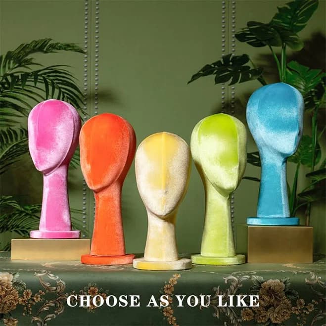 De-Liang Luxury Pink Velvet Mannequin Head