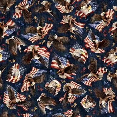 Morris Creative Group 1776 American Eagle and Flag Toss Fabric