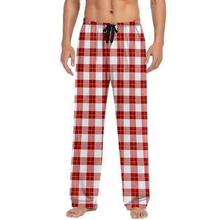 Men's Plaid Classic Checkered Pajama Pants with Drawstring