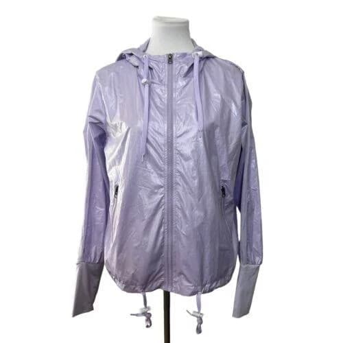 Zyia Active Bomber Jacket Lilac Shine Thumb Holes Windbreaker Full Zip
