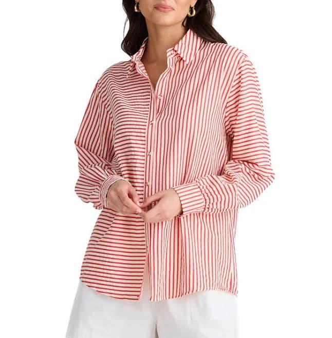 Brave+True Women's Audrey Stripe Seersucker Shirt