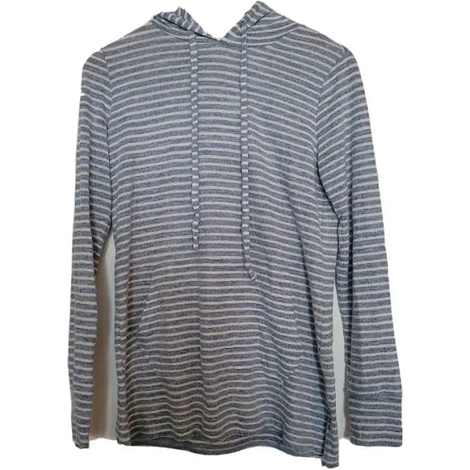 Workshop Republic Clothing Blue And White Striped Long Sleeved Hoodie