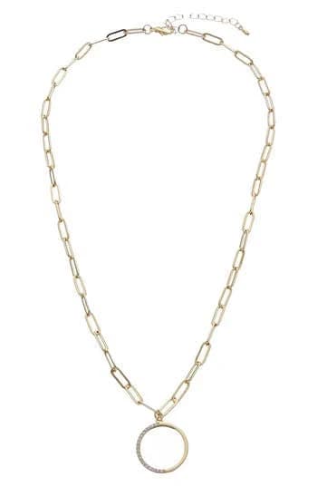 Juvell Women's 18k Gold Plated Cubic Zirconia Circular Pendant Necklace