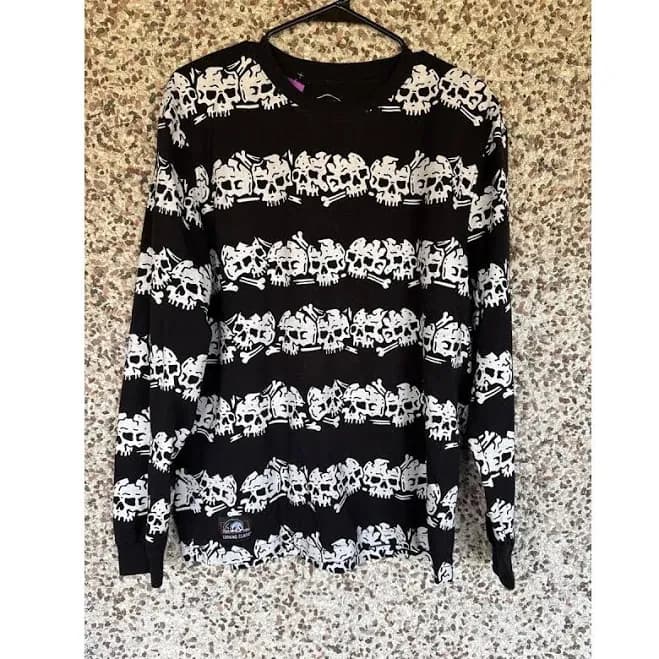 Lurking Class Skull Stripe Long Sleeve Shirt