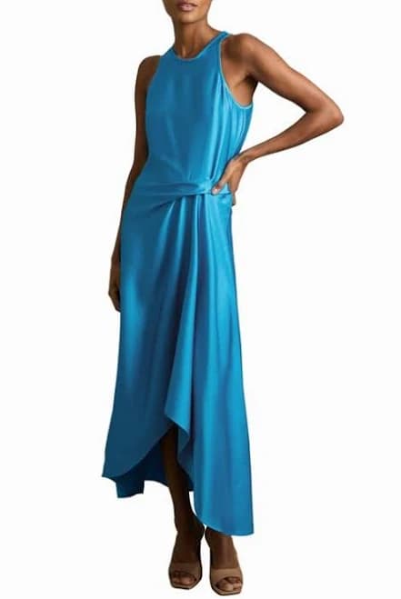 Reiss Women's Micah Satin Drape Tuck Midi Dress