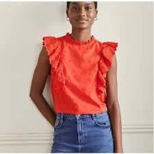 Boden Women's Broderie Anglaise Sleeveless Cotton Top