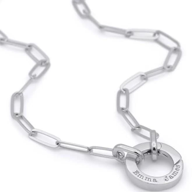 Silver Circle Link Chain Necklace