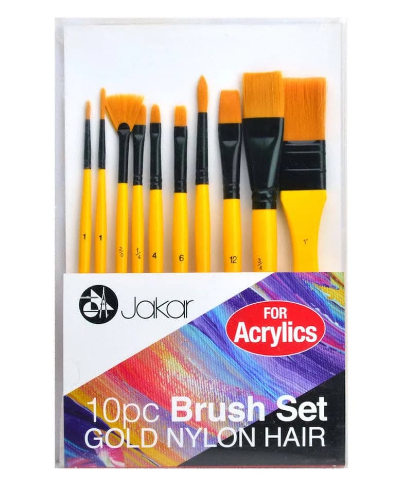 Jakar Gold Nylon Bristles Brush Set for Acrylics