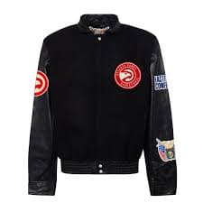 Atlanta Hawks Jeff Hamilton Wool & Leather Full-Snap Varsity Jacket - Black