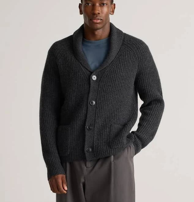 Quince Mongolian Cashmere Shawl Collar Cardigan Sweater
