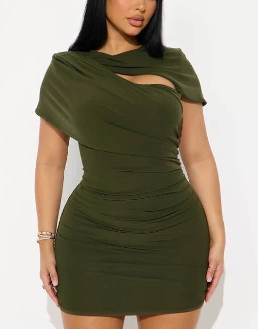 Fashion Nova Evelyn Ruched Mesh Mini Dress