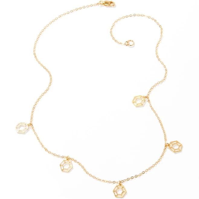 Florence Choker Necklace with Hexagon Charms Yellow gold