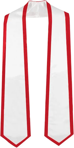 Angled Trimed Stole 72 Total for Adults - White/Red